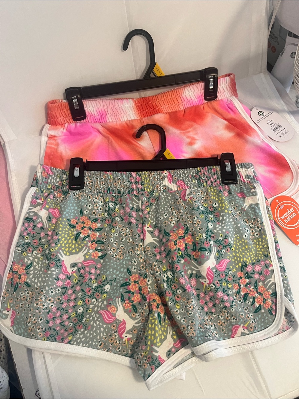 wonder nation Women's size L' Unicorn Floral Shorts - Gray, Pink, Coral NEW.L365
